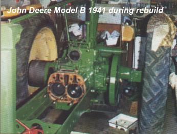 John Deere Model B 1941 during rebuild