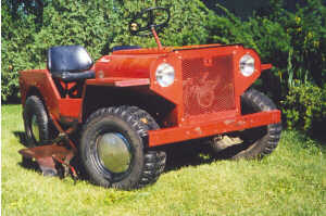 front view looks like a jeep with mower below it