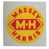 Massey Harris Mustang Massey Harris Decal, 3 inch Round, M-H, Yellow with Red Letters, Mylar