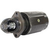 photo of This remanufactured 12 volt starter has 9 tooth gear on bendix. Single bolted stud on rear side of starter (about 2 inches from the end) for electrical connection. Overall length is 12.5 inches (PLEASE VERIFY OVERALL LENGTH OF YOUR OLD STARTER. THIS MAY NOT FIT YOUR TRACTOR IF YOUR OLD STARTER IS SHORTER THAN 12.5 InchES), Diameter is 4 inches, 2 bolt center-to-center is 4.25 inches. Replaces 1900347M91, 1900348M91, 4858MFGXL. A refundable $80.00 core charge will be added to your order.
