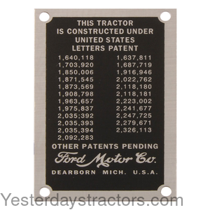 Ford 2N Data Plate 9N14001