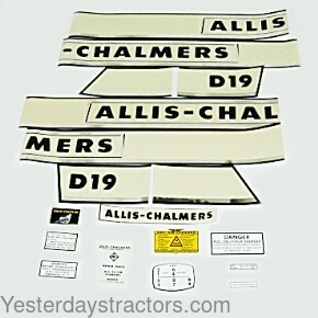 Allis Chalmers D19 Decal Set R1873